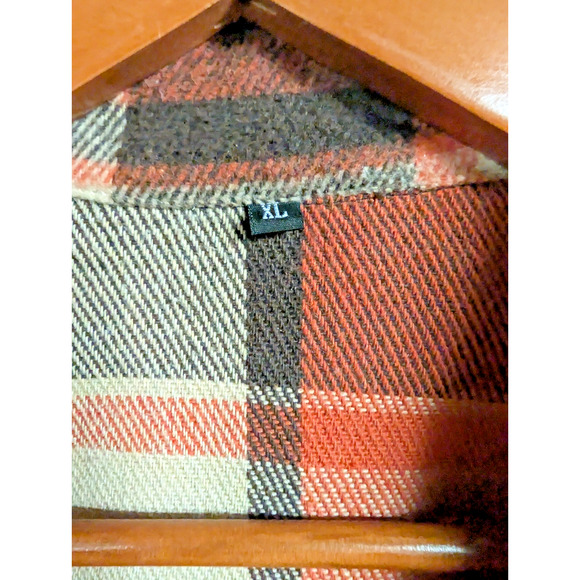 Men's Fall Outdoor Shirt XL Orange Brown Cream Check - Picture 3 of 3